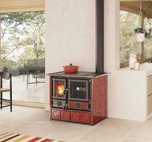 Zestaw kominek powietrzny stalowy KRATKI LUCY BLACK 12 kW Ø 200 z akcesoriami rosa5.0 maiolica boxprinc min 0 - Zestaw kominek powietrzny stalowy KRATKI LUCY BLACK 12 kW Ø 200 z akcesoriami